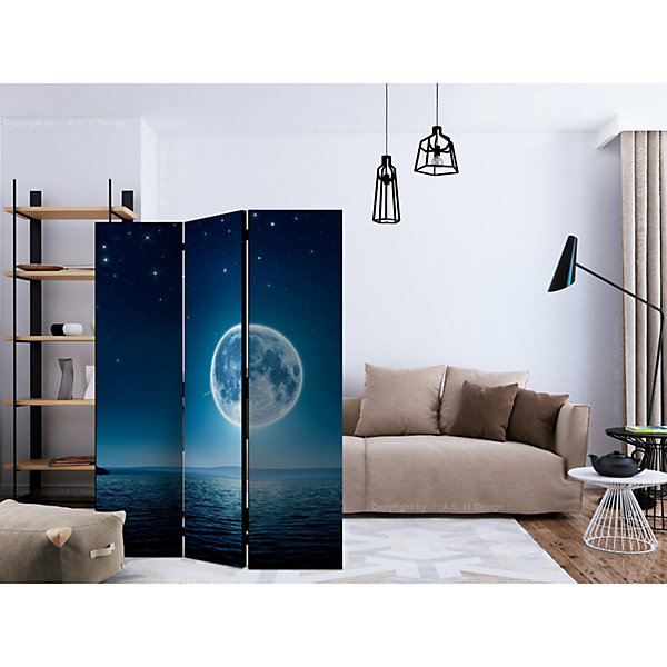Paravent 'Clair de Lune' élégant pour Décoration Intérieure 135 x 172 cm Blanc et Bleu