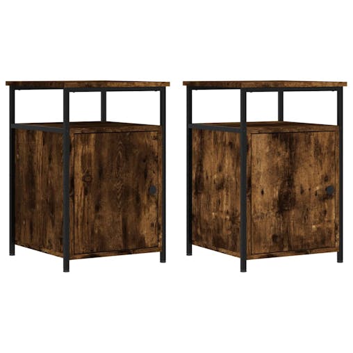 NNEVL Bedside Cabinets 2 pcs Smoked Oak 40x42x60 cm Engineered Wood