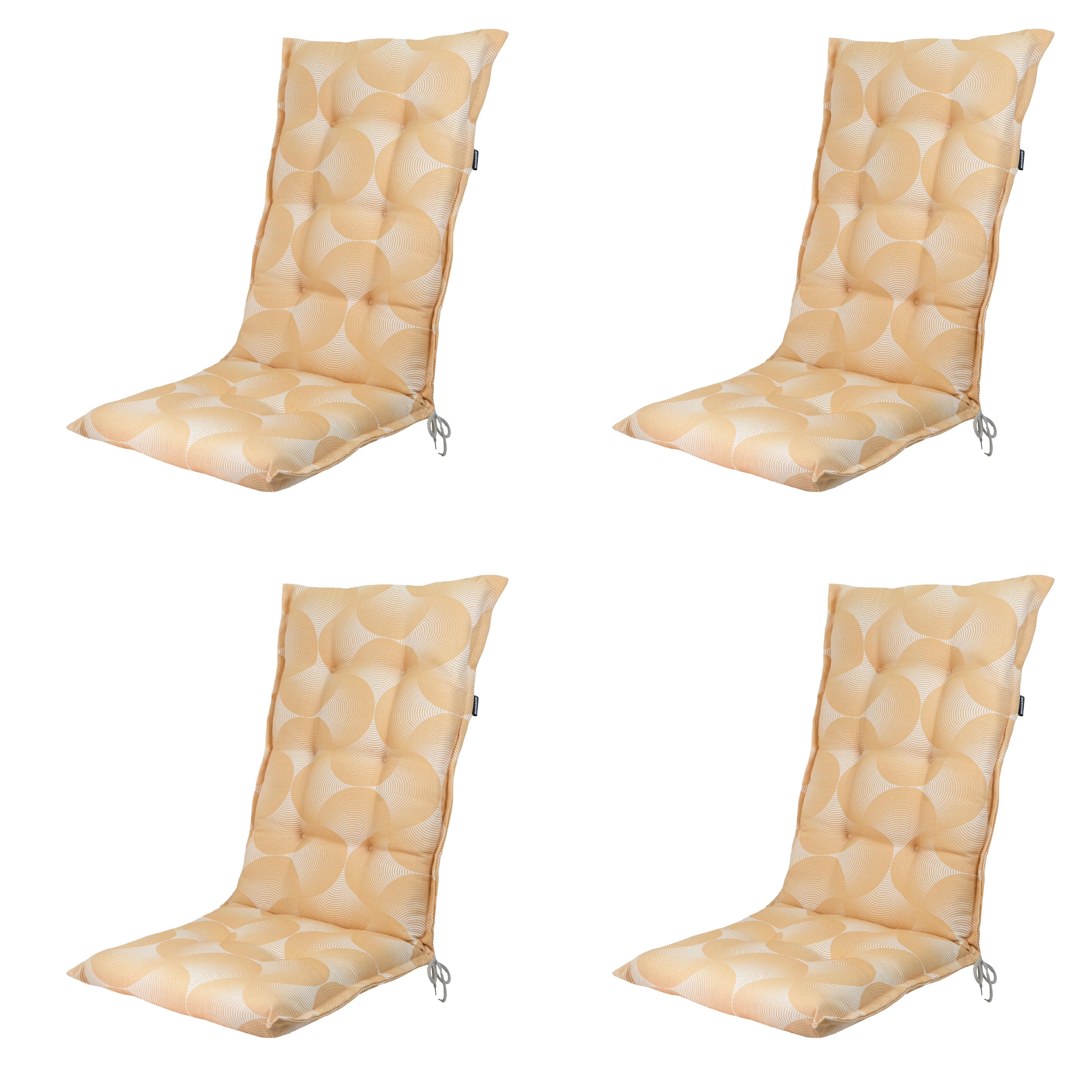 Madison tuinstoelkussen hoge rug Napels - geel - 123x50x5cm - set van 4