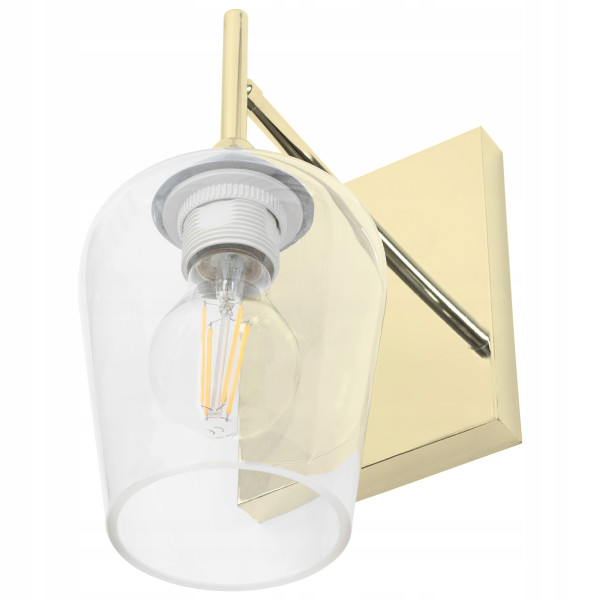 Lampa Ścienna Kinkiet Złoty Przezroczysty Klosz