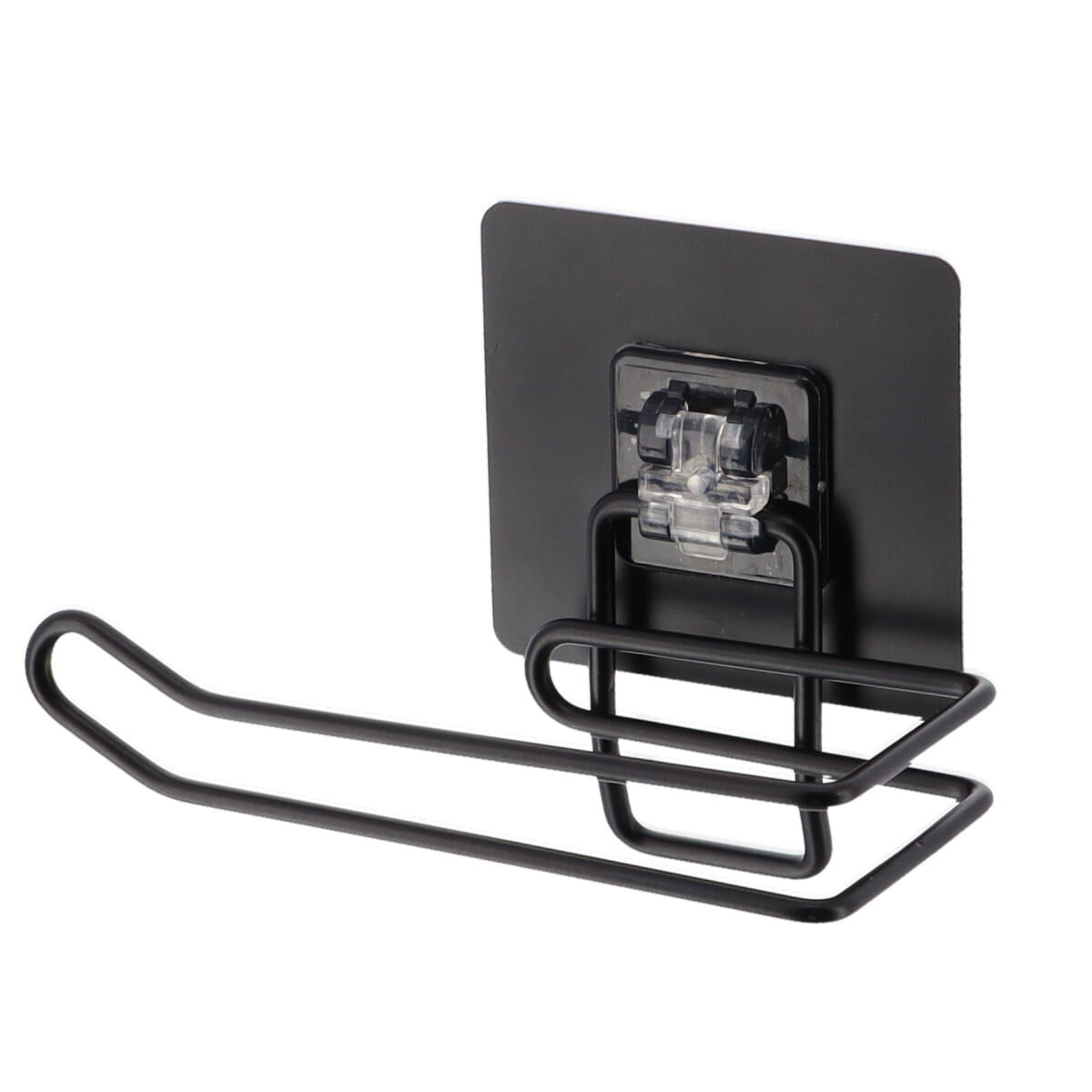 Porta rolos wc preto em metal com adesivo