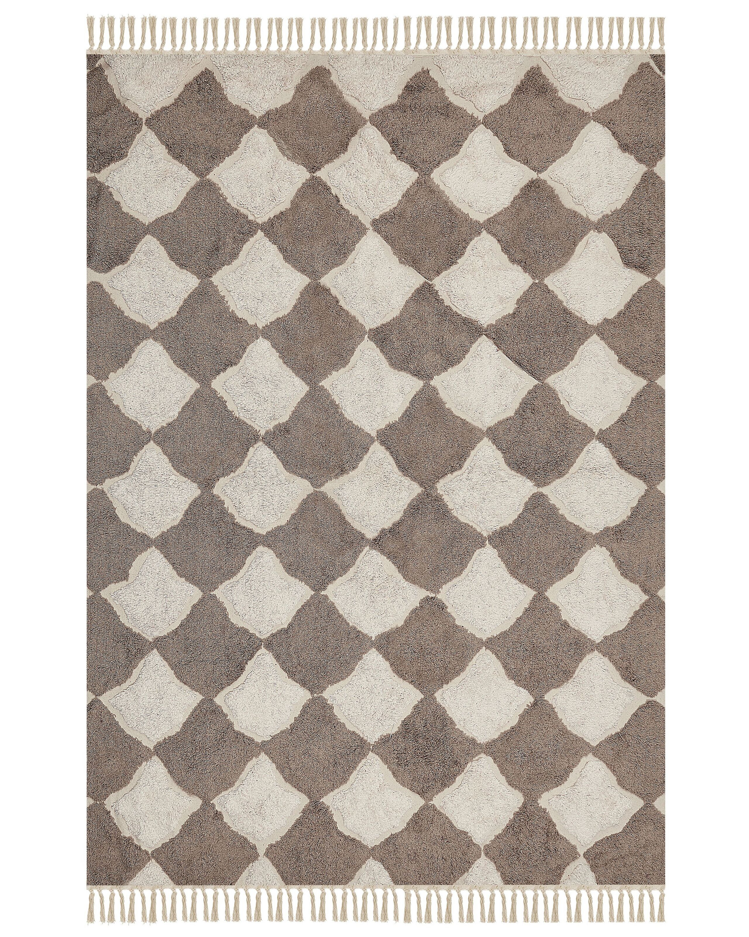 Dywan bawełniany 160x230 cm brązowy z beżowym