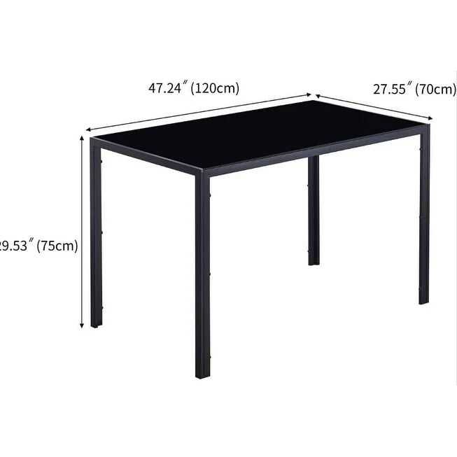 Modern Dining Table with Tempered Glass Top and Space Saving Be Used for Urban Apartments Bistros and Compact Dining