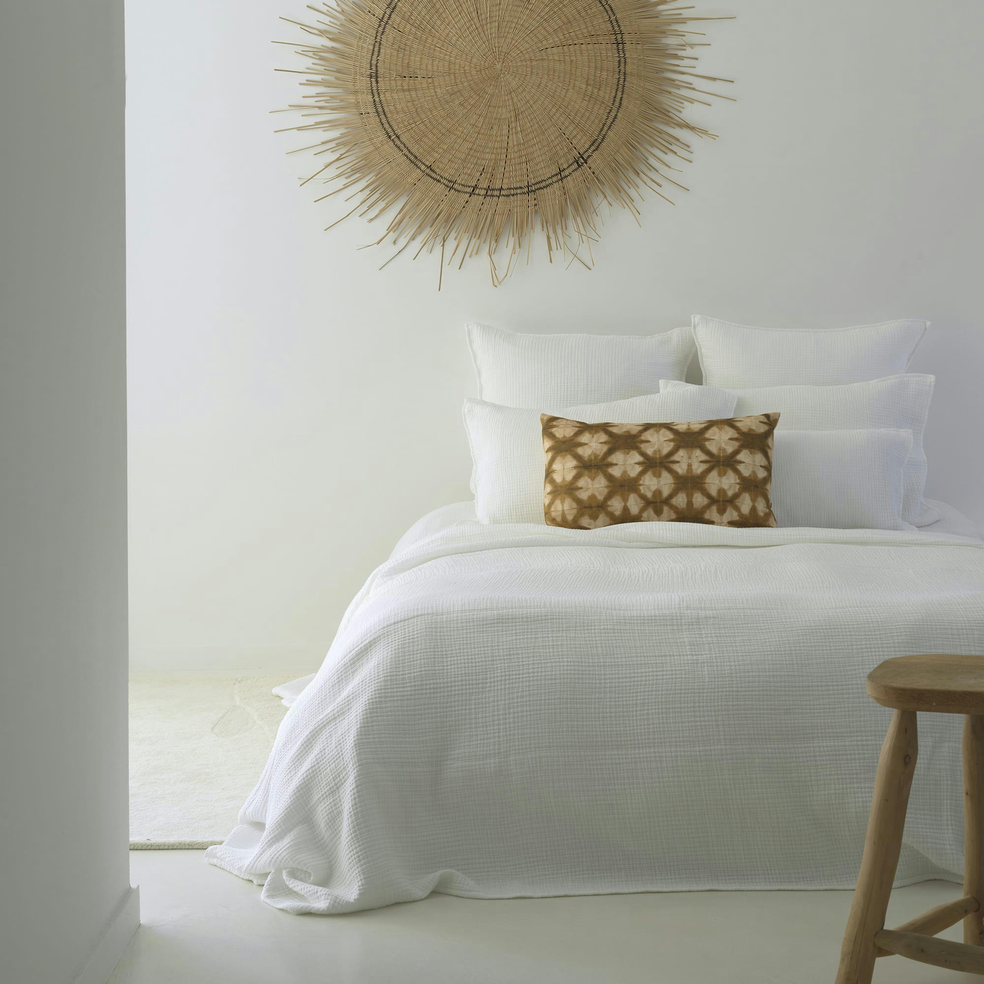 GAZE DE COTON - Dessus de lit gaze de coton blanc 255X270 CM