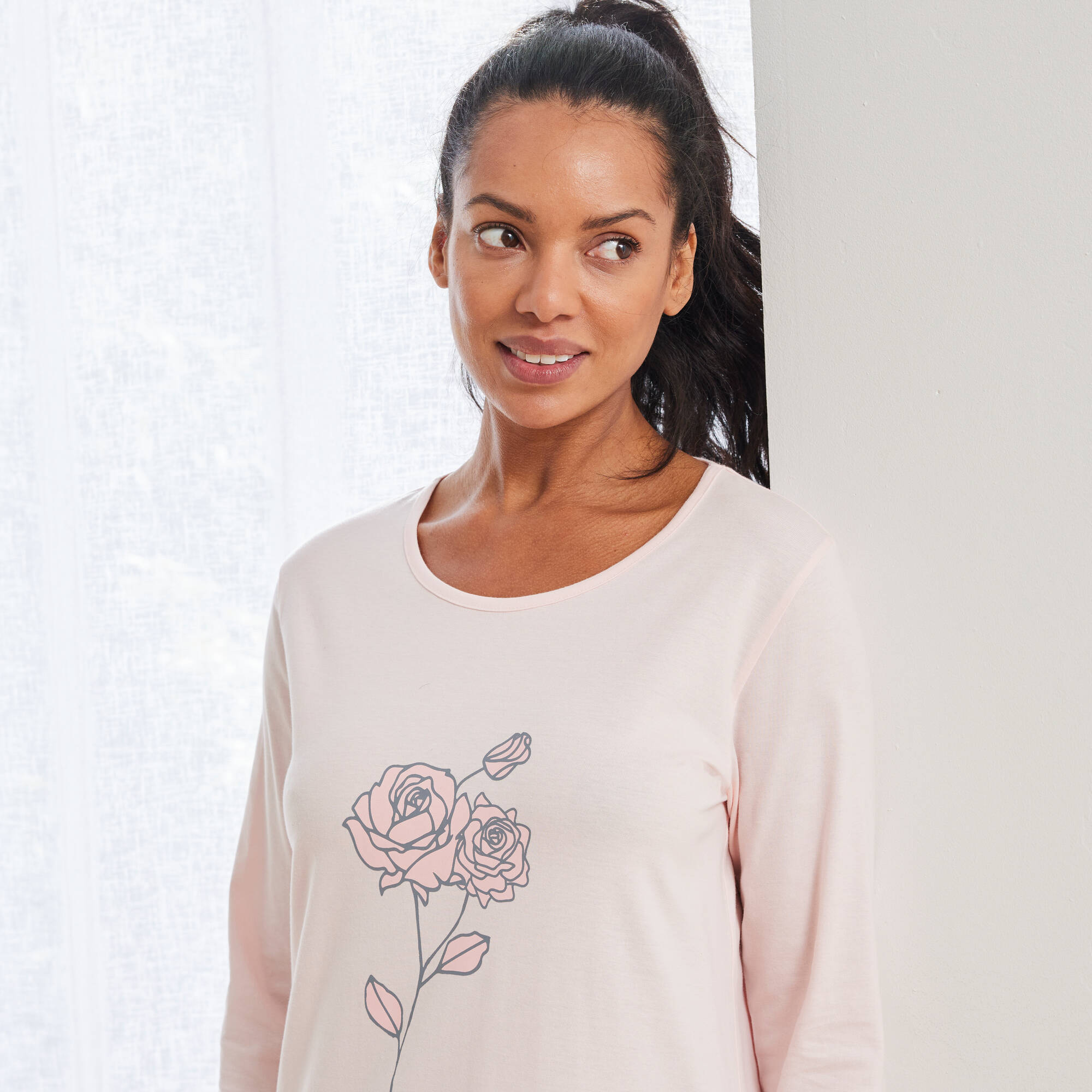 Chemise de nuit longue imprimé rose &ndash; lot de 2