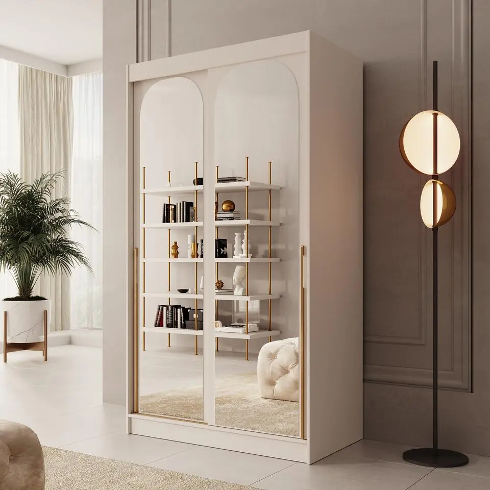 Meubella - Moniq - Kledingkast 2 schuifdeuren - Beige - 120x65x215 cm