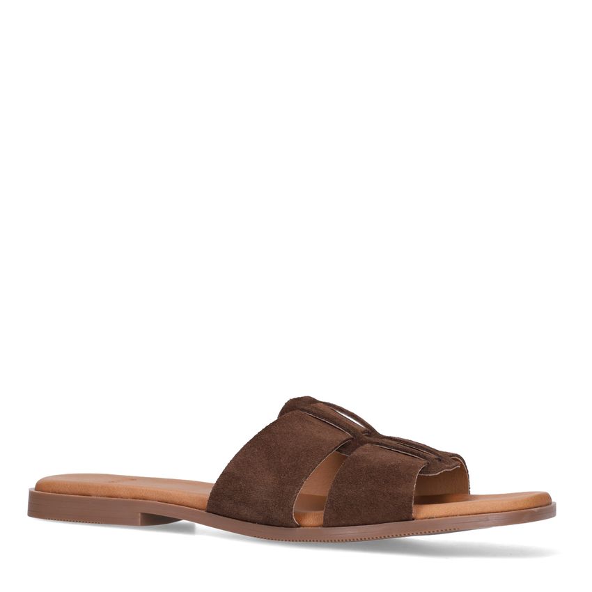 Manfield Bruine suède slippers