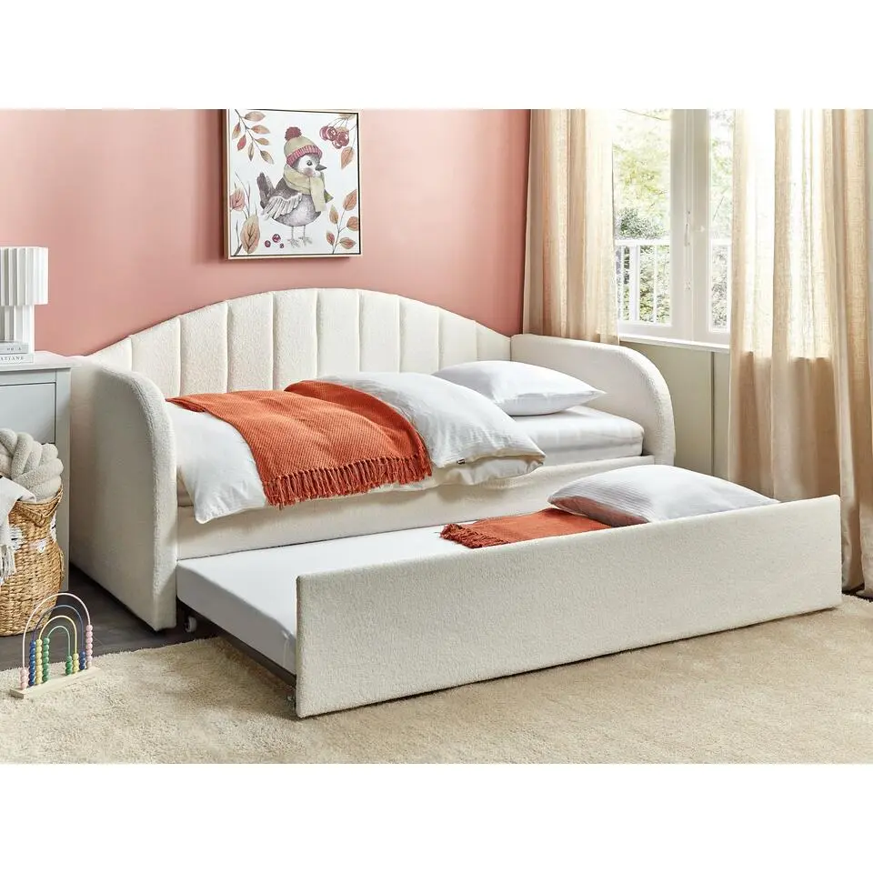 EYBURIE - Slaapbank - Lichtbeige - 90 x 200 cm - Boucl&eacute;