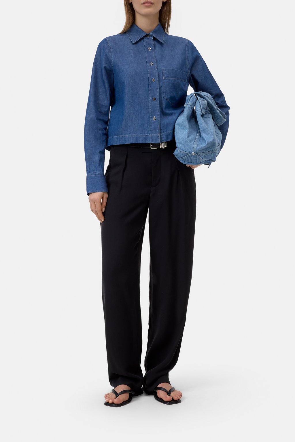 Verkürzte Denim-Bluse