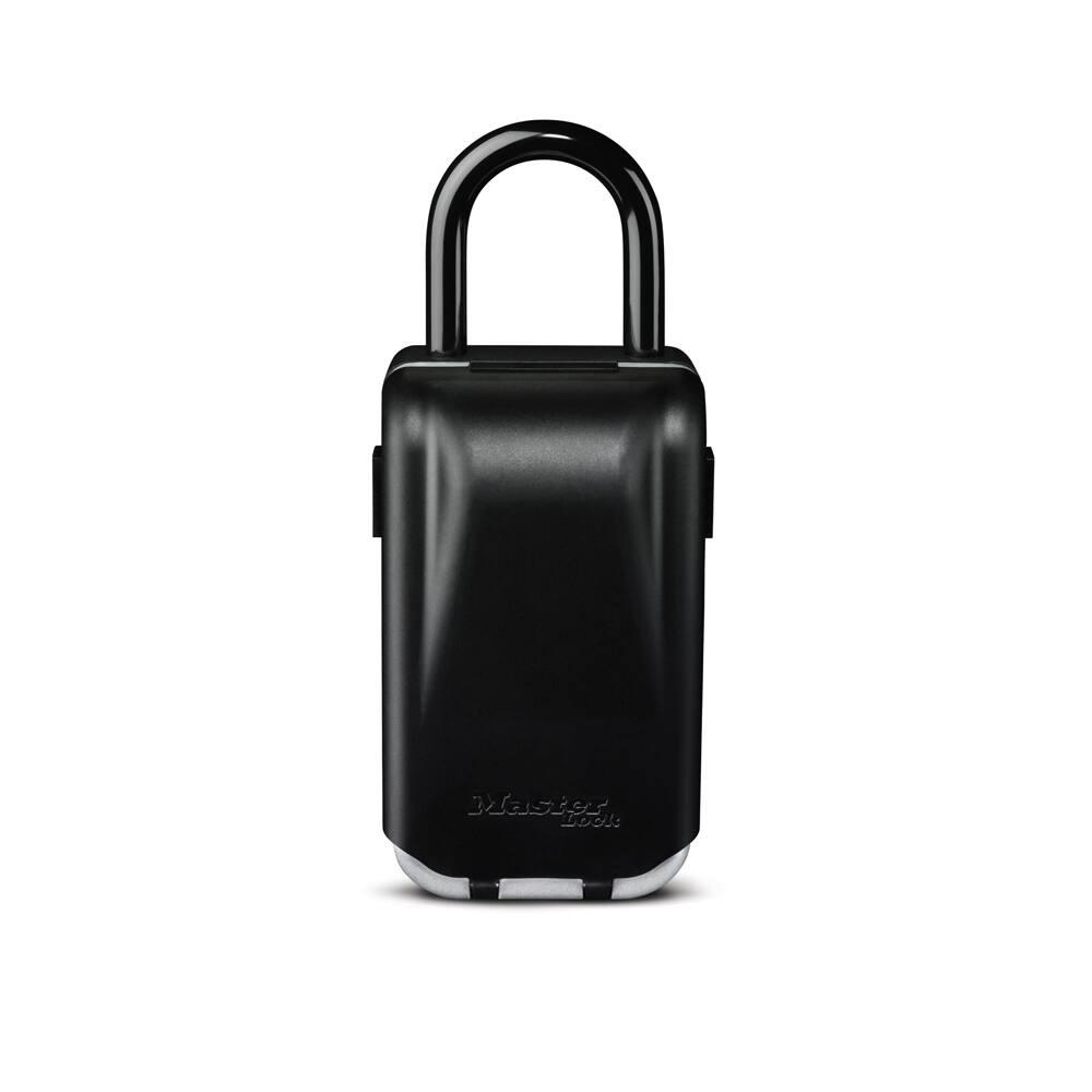 Master Lock 72mm-Wide Resettable Numeric-Combination 4-Dial Light-Up Portable Lock Box, Silver/Black