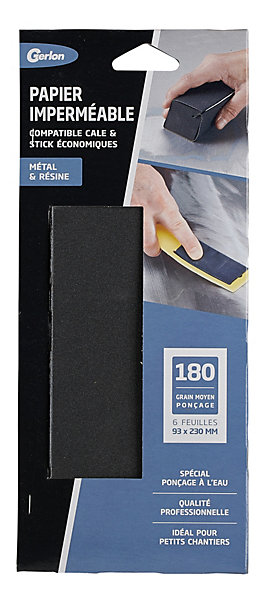 6 feuilles d'abrasif imperméable grain moyen