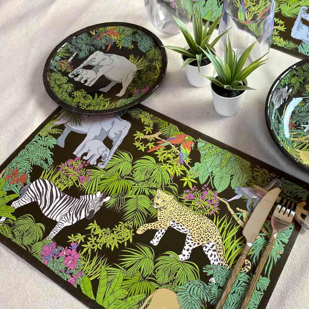JUNGLE - Set de table (45 x 30 cm) avec un imprimé jungle - Lot de 6