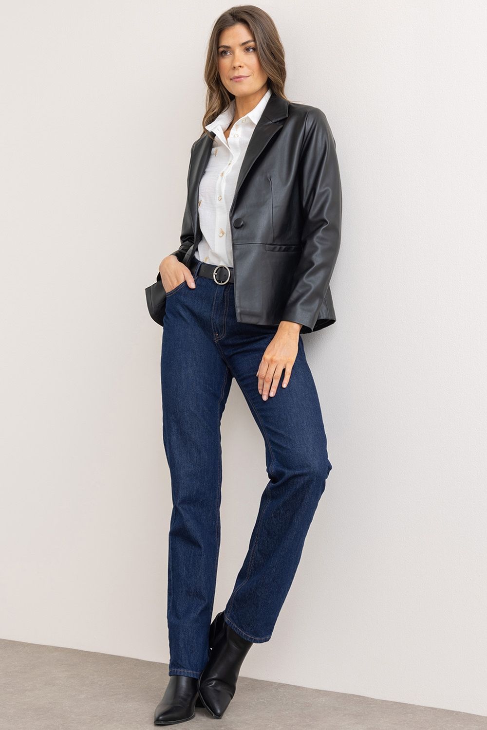 Klass. Faux Leather Blazer
