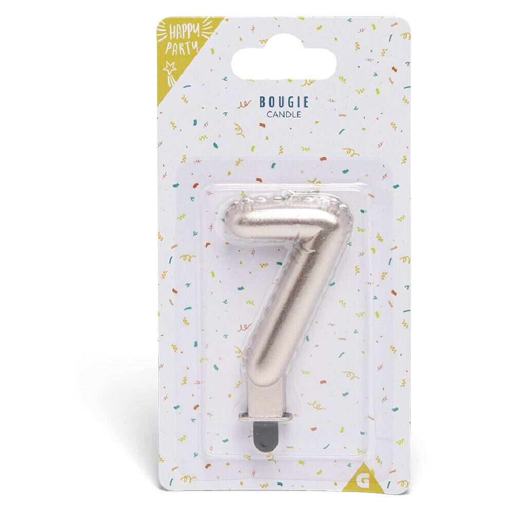 Bougie anniversaire chiffre 7 rose gold