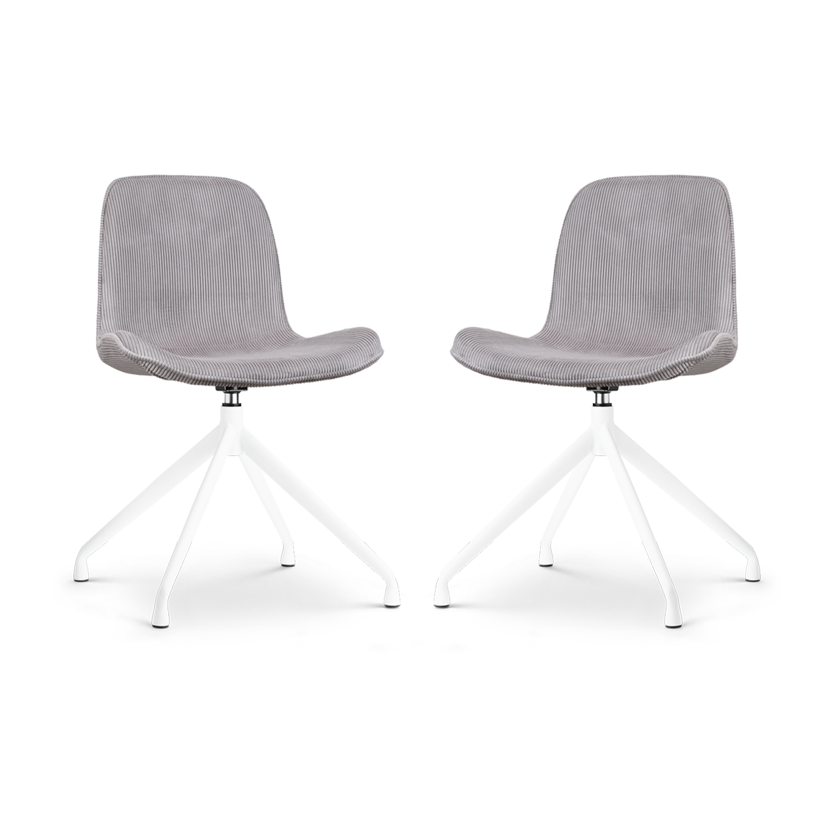 Nolon Nola-Fé Draaibare Eetkamerstoelen Set - Rib Warm Grijs - Wit