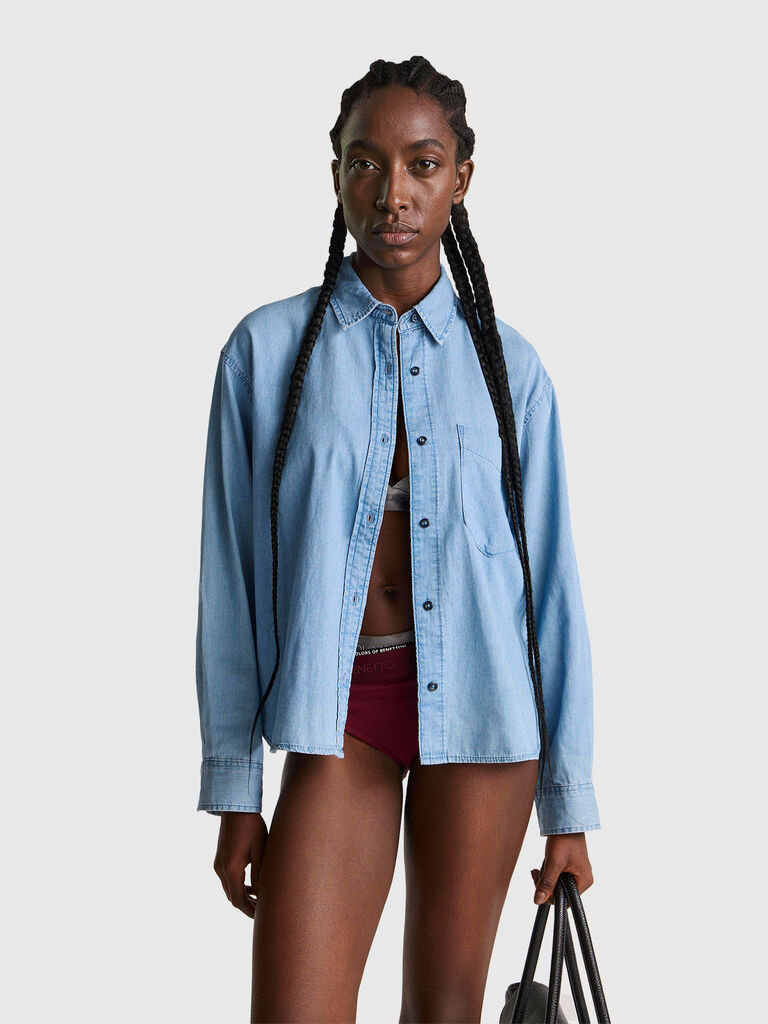 Cropped chambray shirt