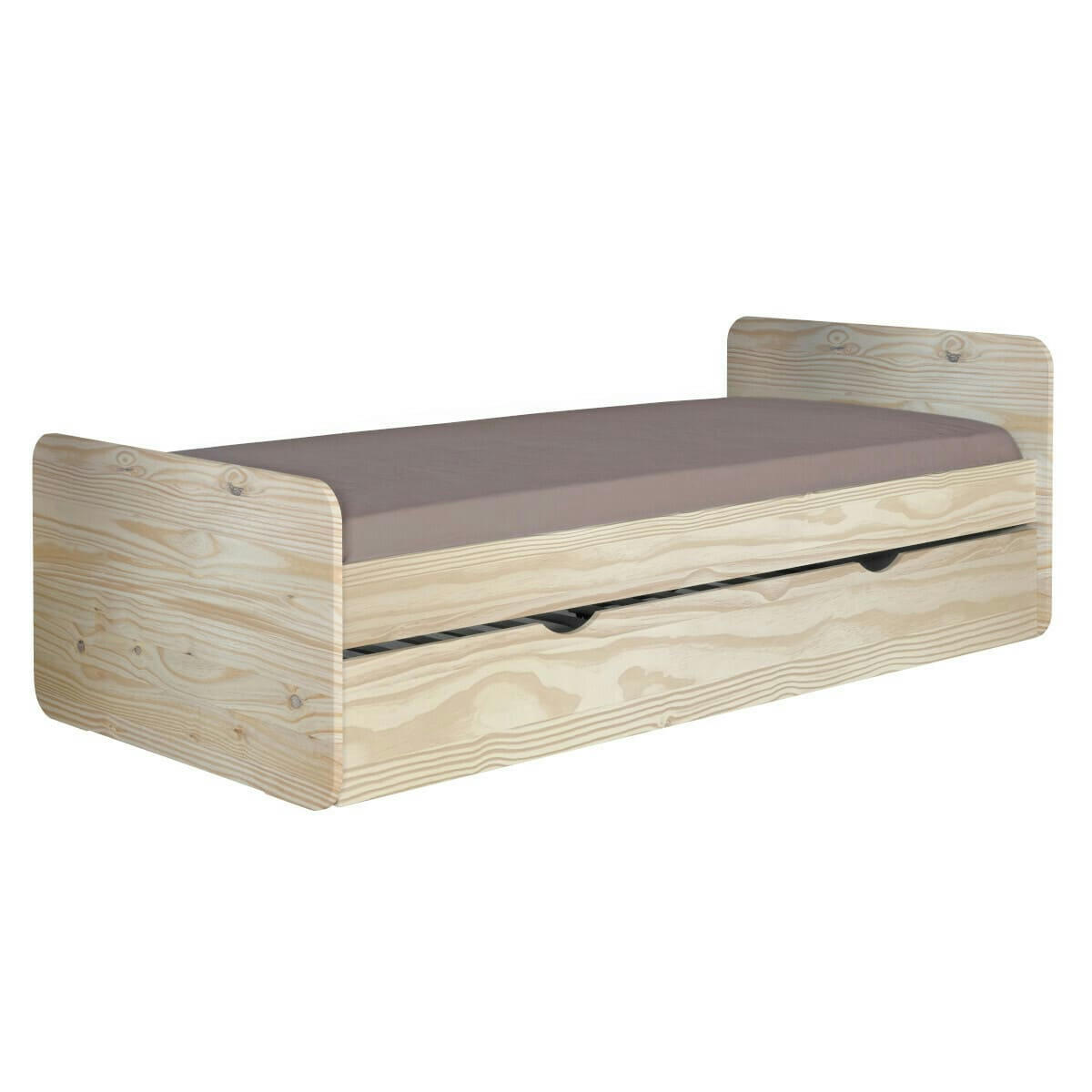 LUPIN - Pack lit gigogne avec 2 matelas 90x190 cm bois massif bois