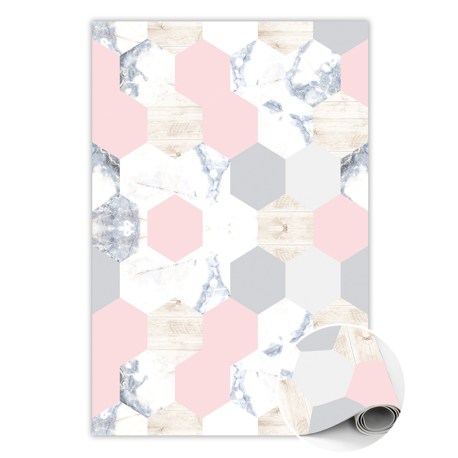 Modny winylowy dywan Marmurowe hexagony 60 x 90 cm