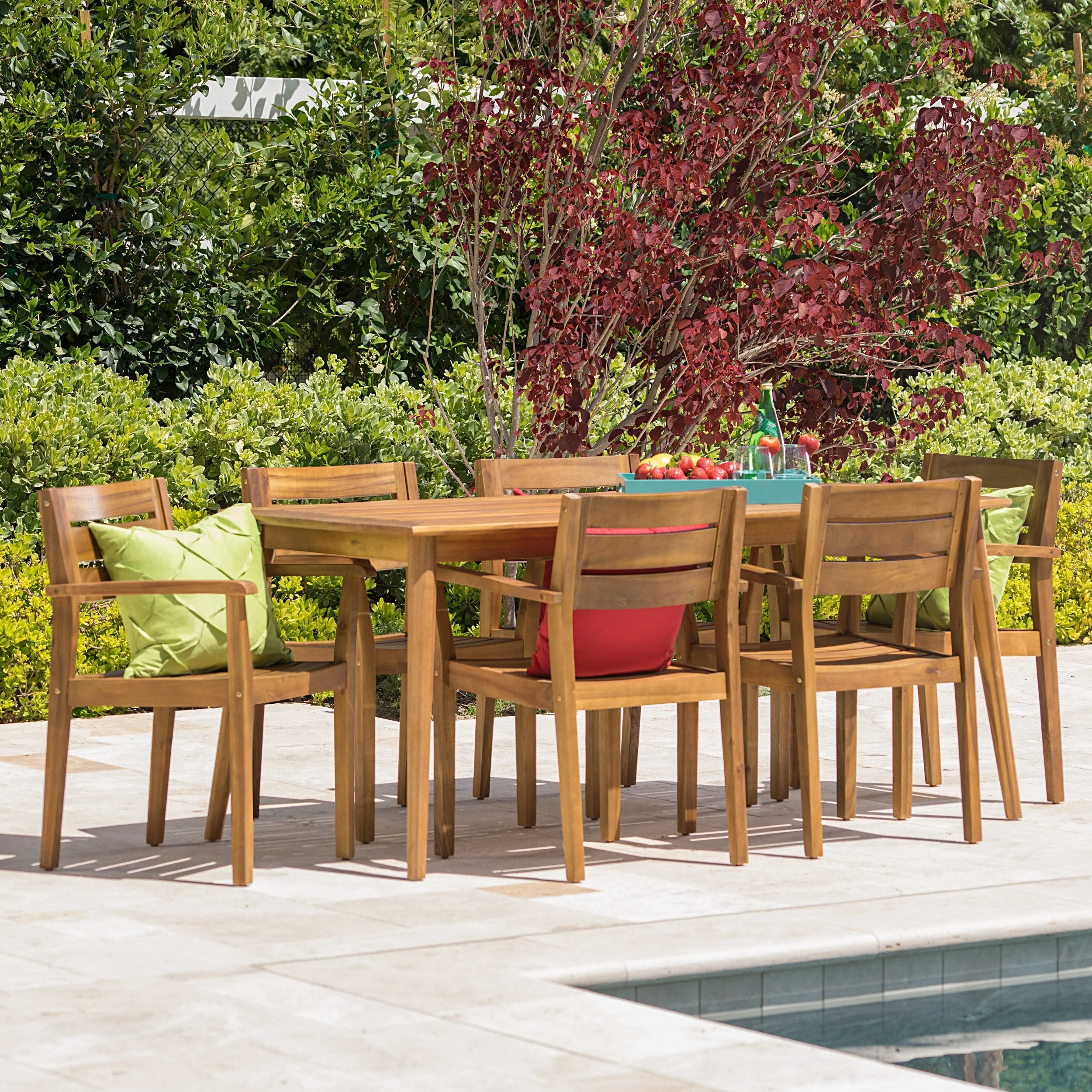 Stamford Outdoor 7-piece Rectangle Acacia Wood Dining Set by Christopher Knight Home
