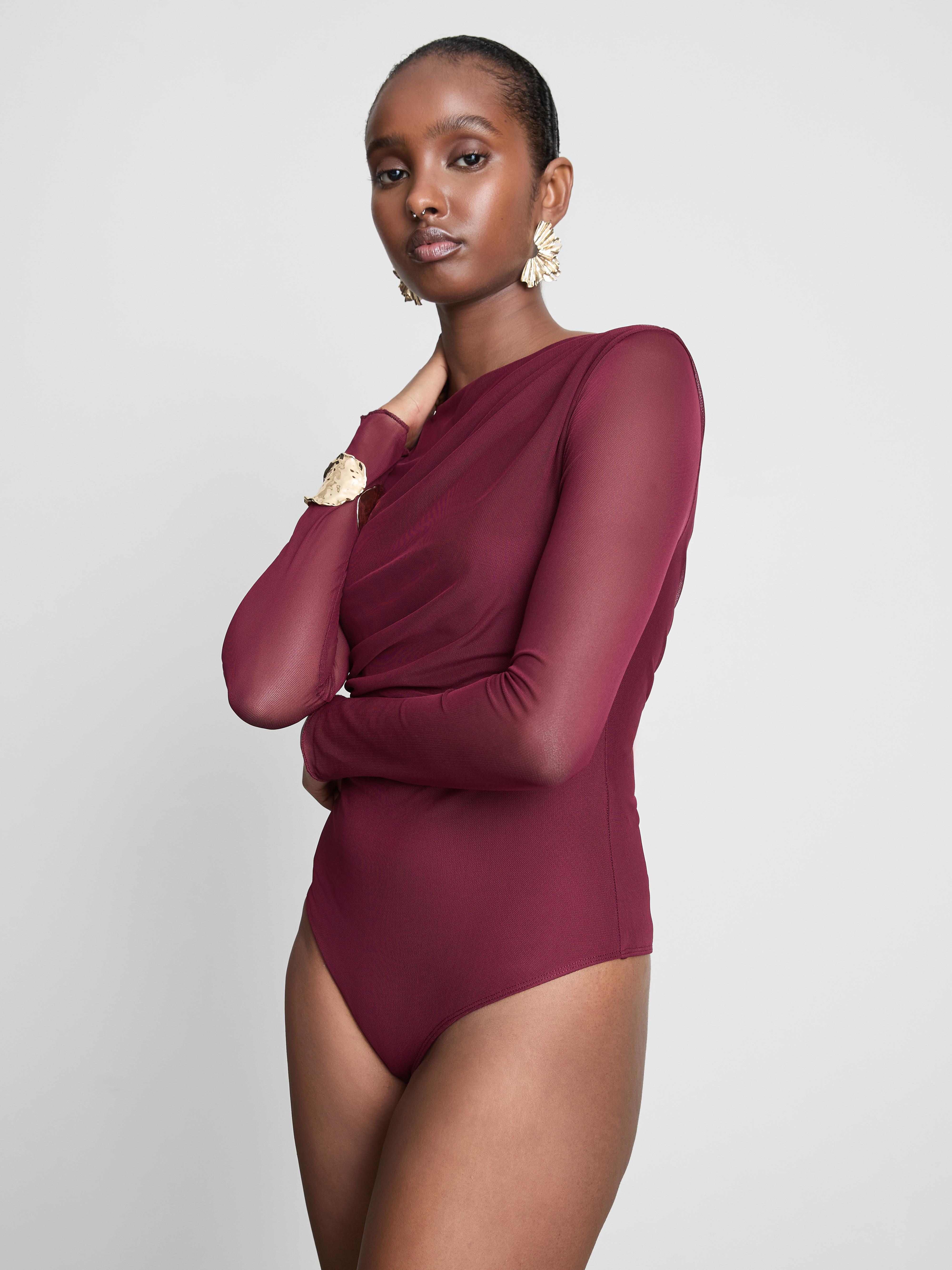 Ruched Mesh Bodysuit