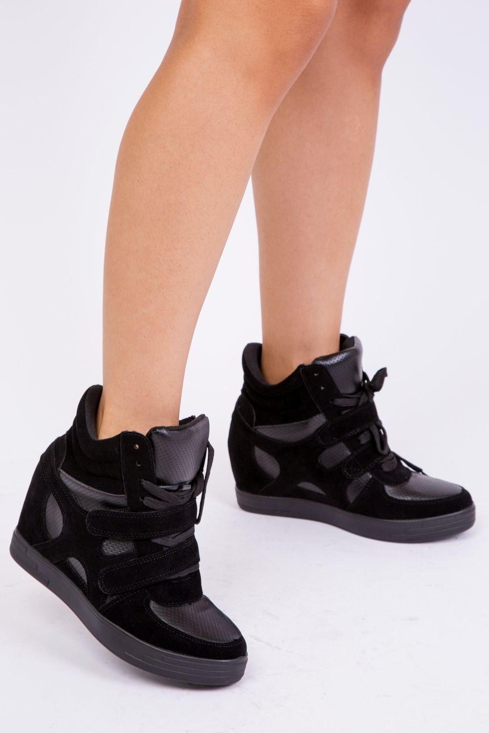 Where's That From Hitop' Wedge Trainers With A Front Lace Up