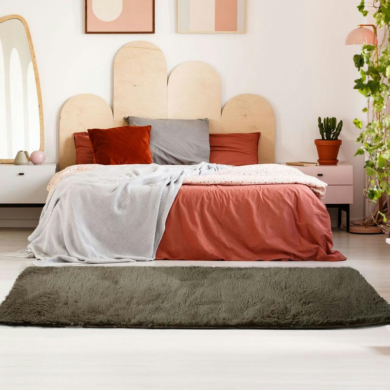 NEO - Tapis lavable à base fine et souple extra doux taupe 80x180