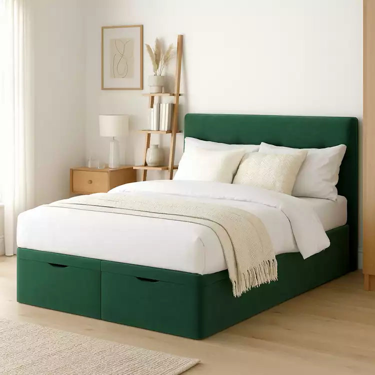 Millbrook Taylor Double Fabric End Lift Ottoman Bed - Green
