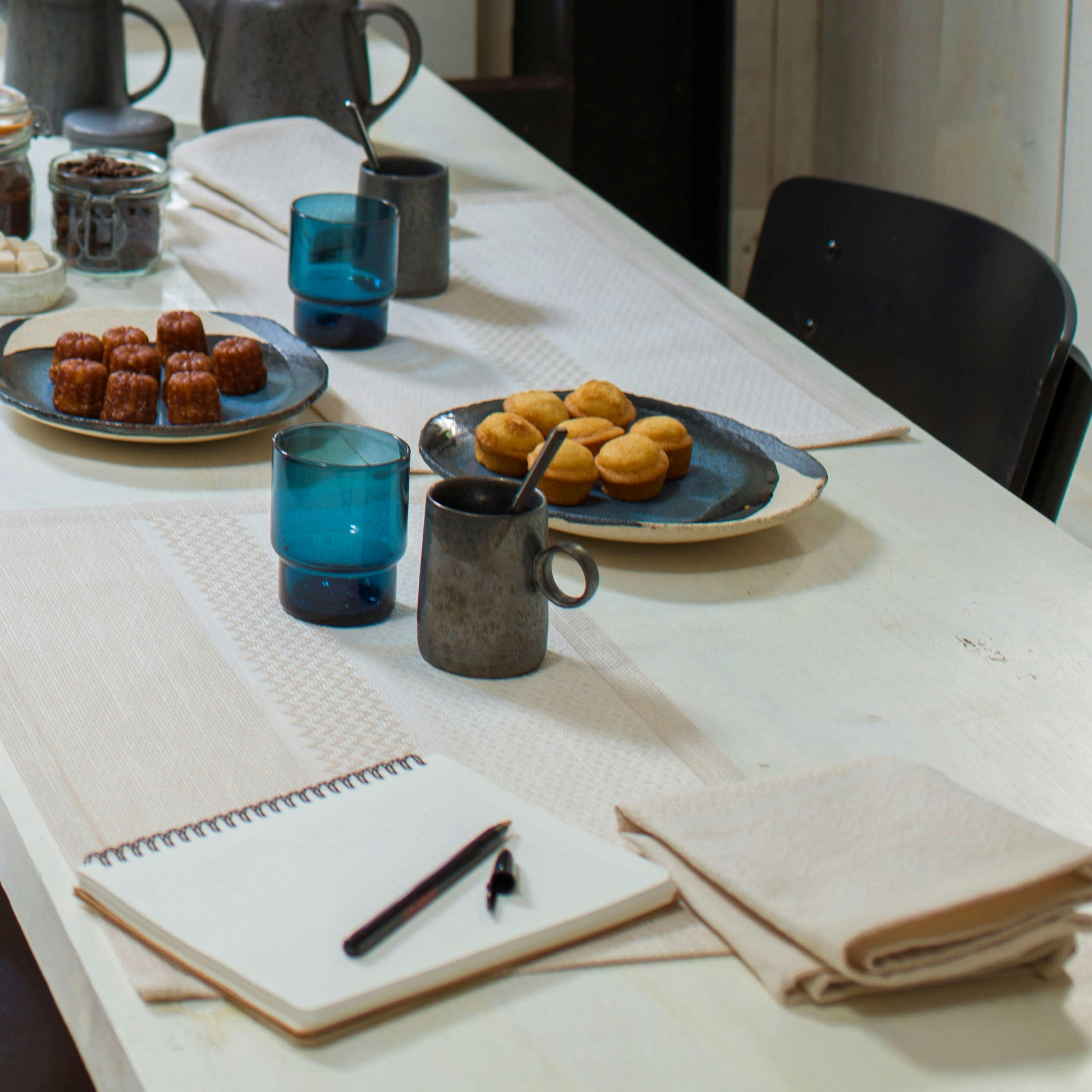 SLOW LIFE - Serviette en coton sable 47 x 47