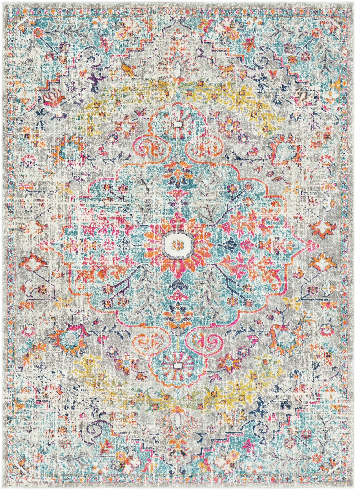 LOU - Tapis Vintage Oriental Multicolore/Gris 160x220
