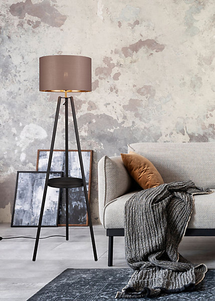 Lampadaire trois pieds design avec abat-jour tissu