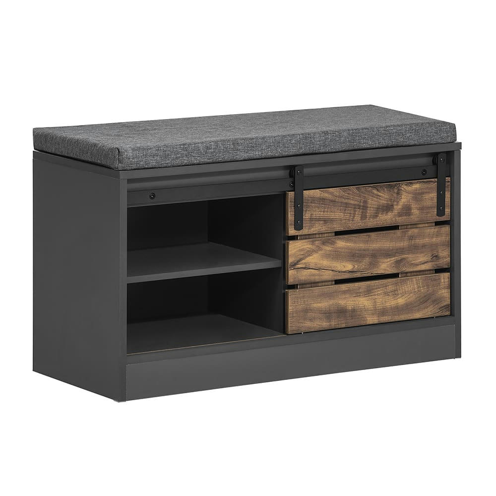 - Banc à chaussures avec porte coulissante effet bois noir