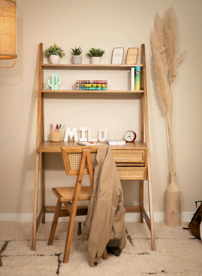 RINCA - Bureau bois de mindy et cannage