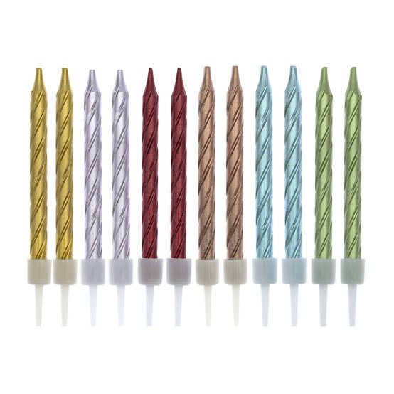 Metallic Rainbow Candles 12 Pack
