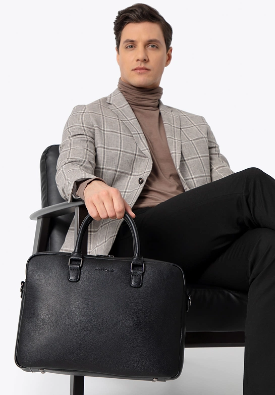 Torba na laptopa 16" z imitacji skóry czarna