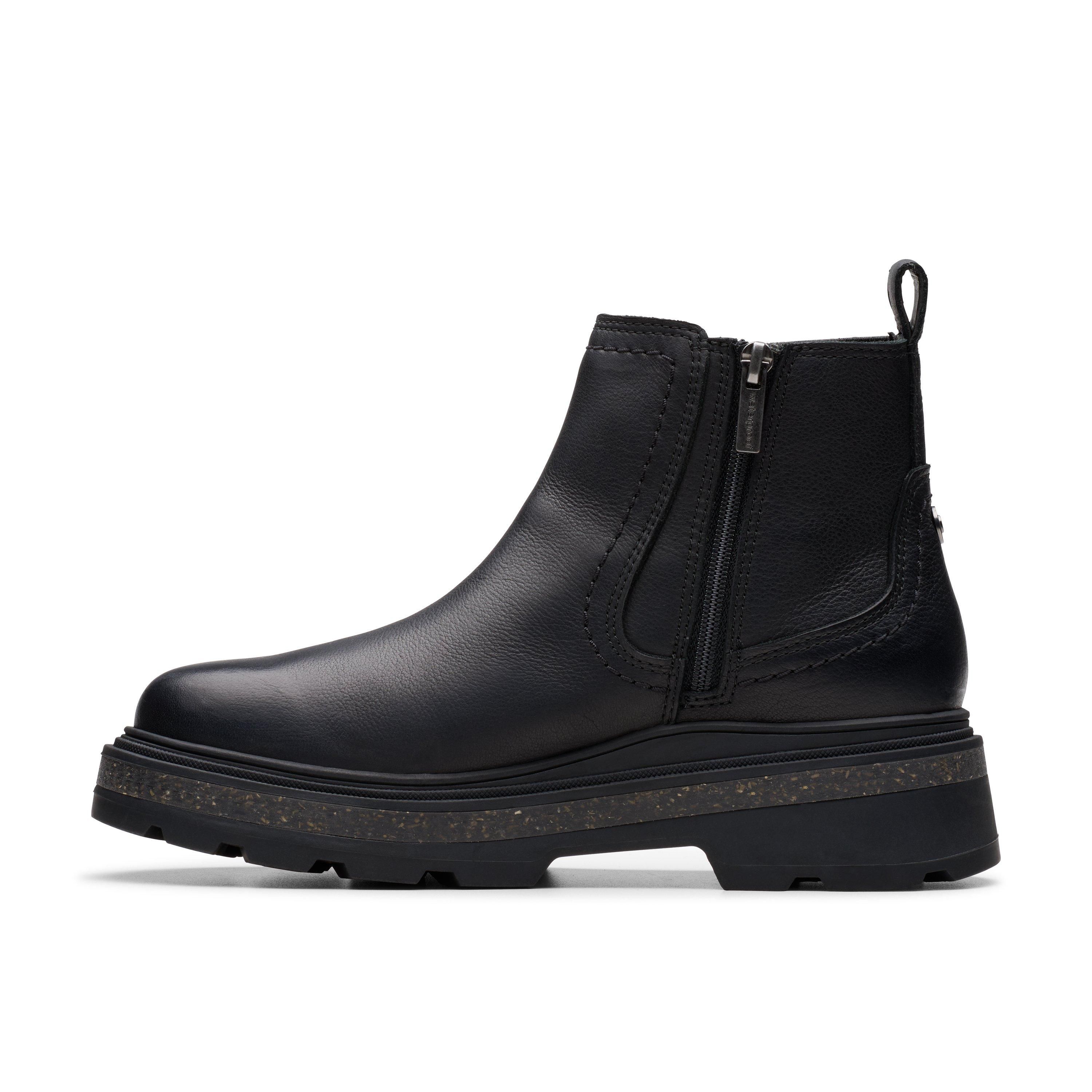 Clarks Hencroft Step Waterproof Black Leather Ankle Boots,Chelsea Boots