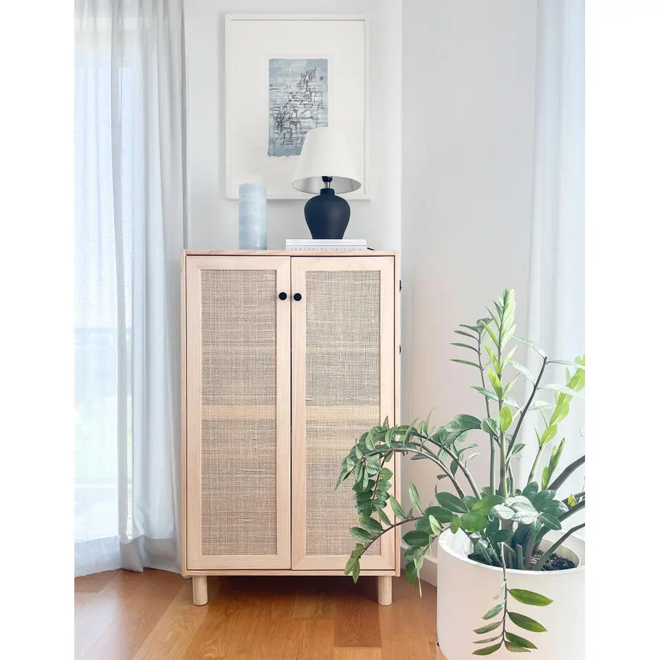 Astigarraga Wandkast Sense - 2 deuren - grenen en rotan