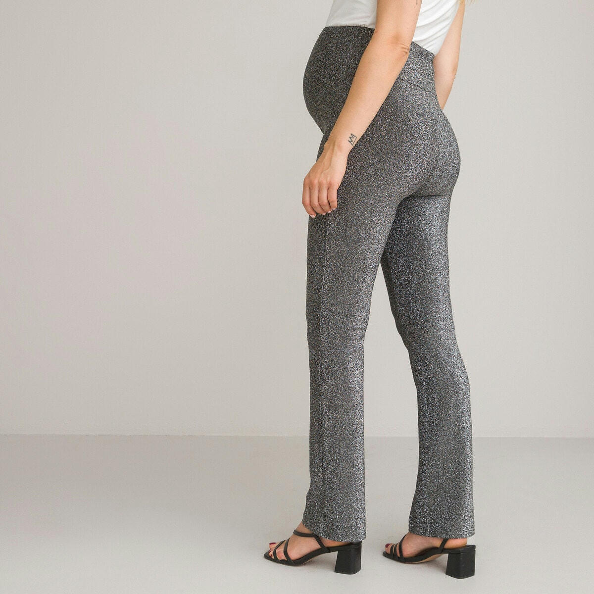 Pantalon de grossesse flare, en maille brillante