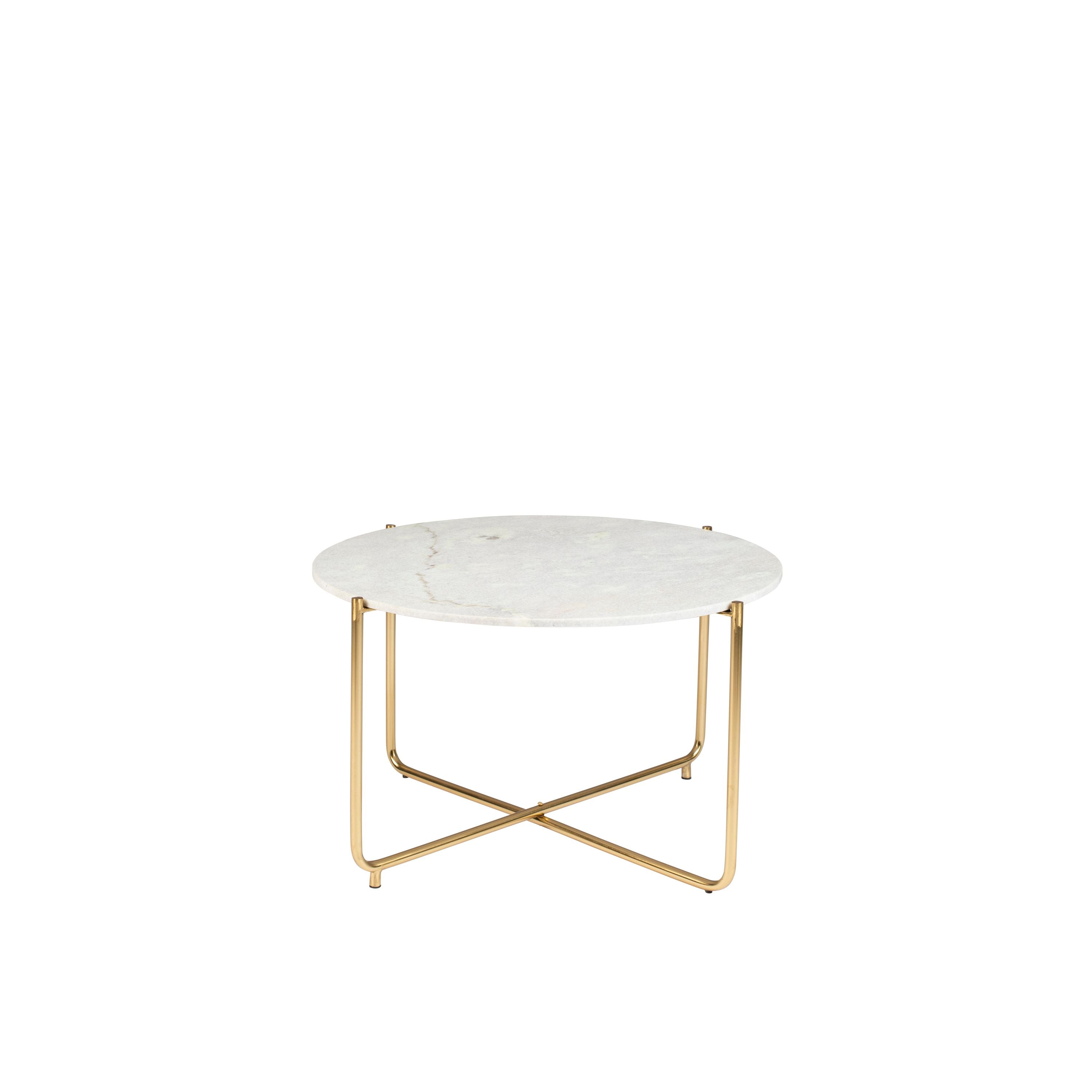 Housecraft Living Timpa Salontafel Rond 70 cm Marmer Wit/ Goud