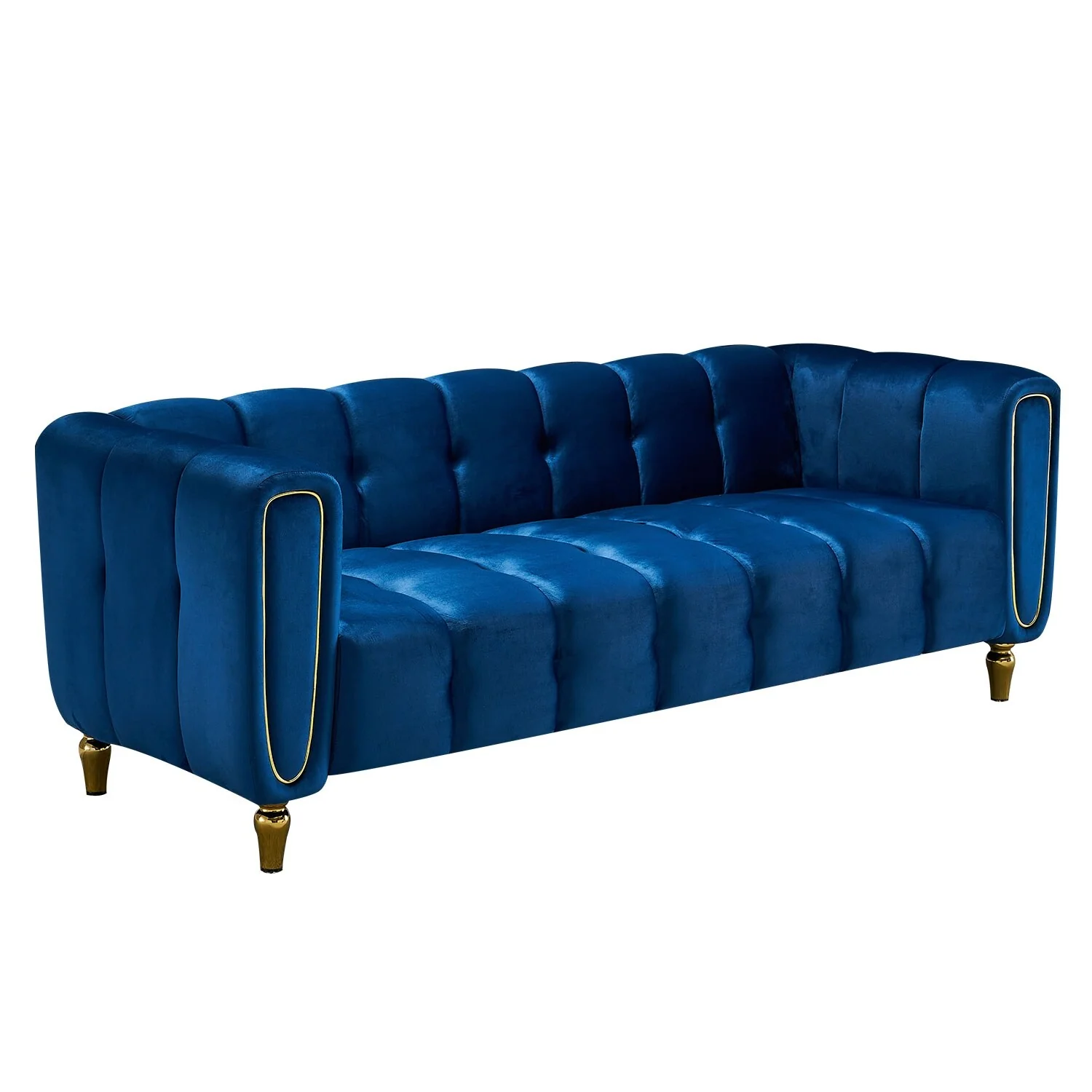 Blue Modern Velvet Sofa - 31.89 x 83.07 x 27.95
