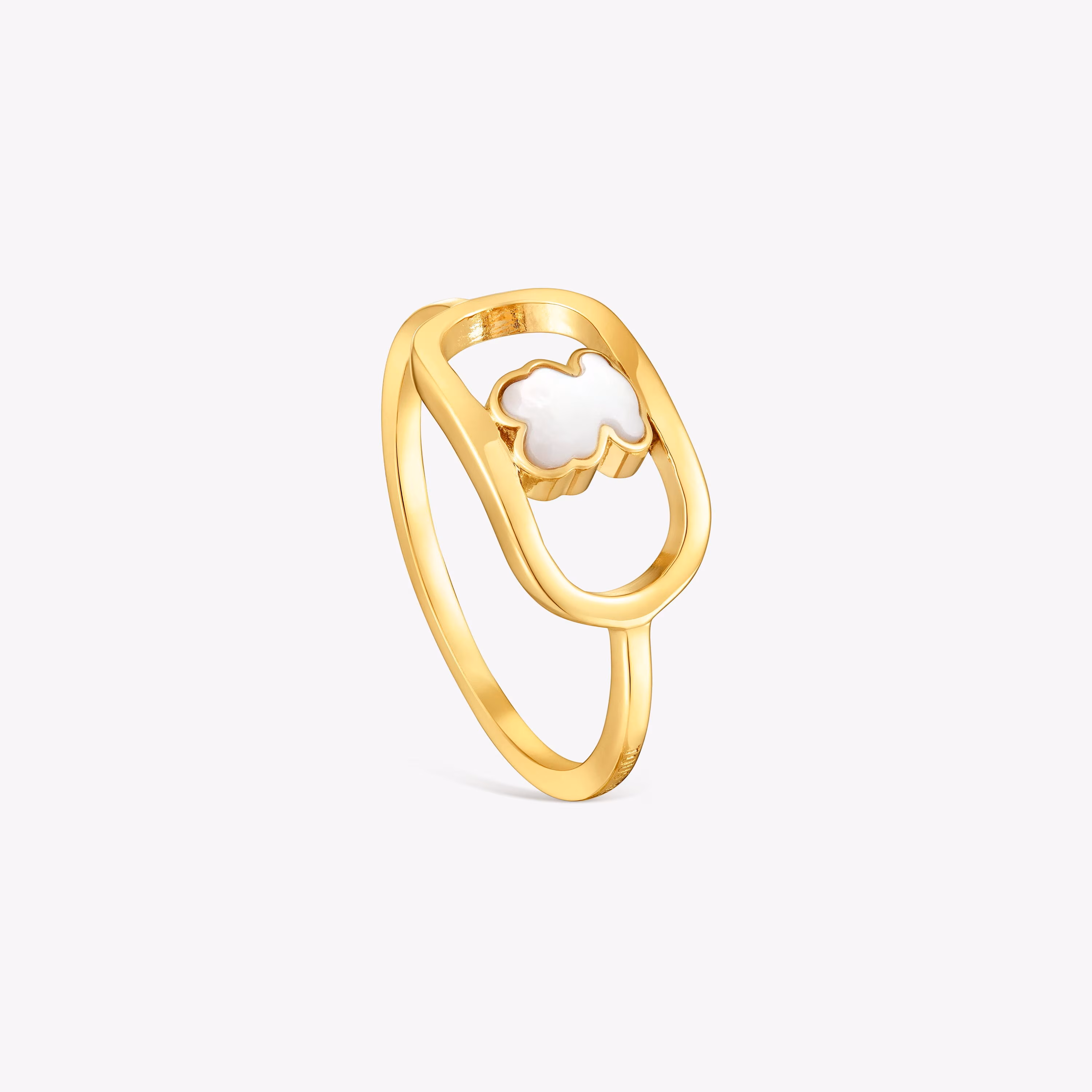 Anillo con baño de oro 18 kt sobre plata y nácar Camille