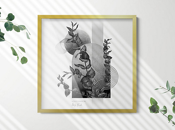 Cadre Avec Dos Amovible Wallfluent 50x50 cm Or Pour Paysage