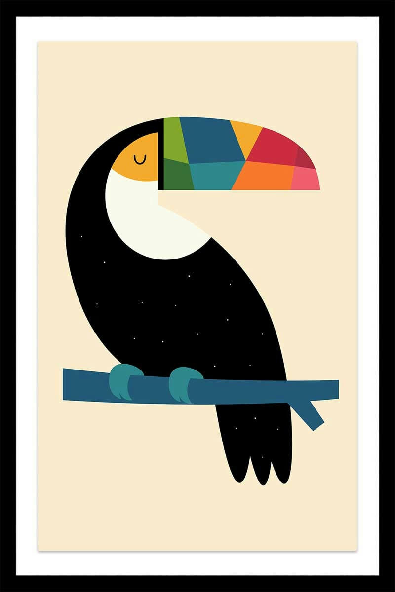 - Affiche  toucan avec cadre noir 40x60cm