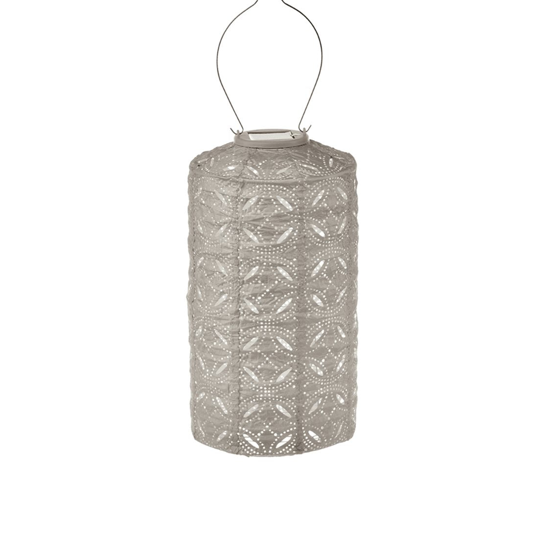 Lumiz solar lampion - mandela cylinder - 18 cm - licht taupe
