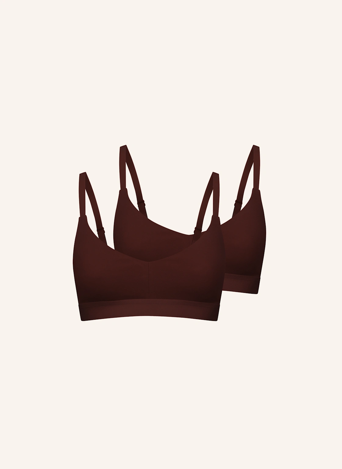 erlich textil 2er Pack Casual Cotton Bralette mit herausnehmbaren Pads bügellos mit Baumwolle (aus kontrolliert biologischem Anbau) - verstellbare Träger