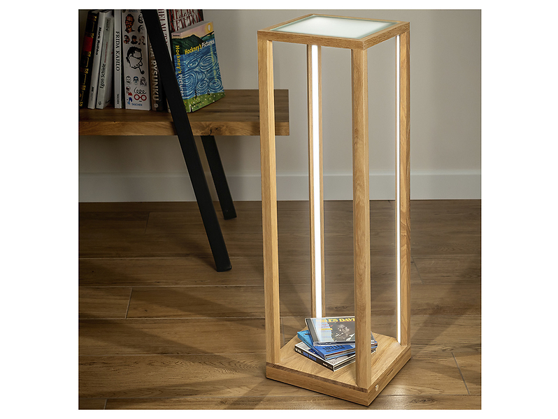 Lampa podłogowa Tavoli Glass LED drewniana brązowa