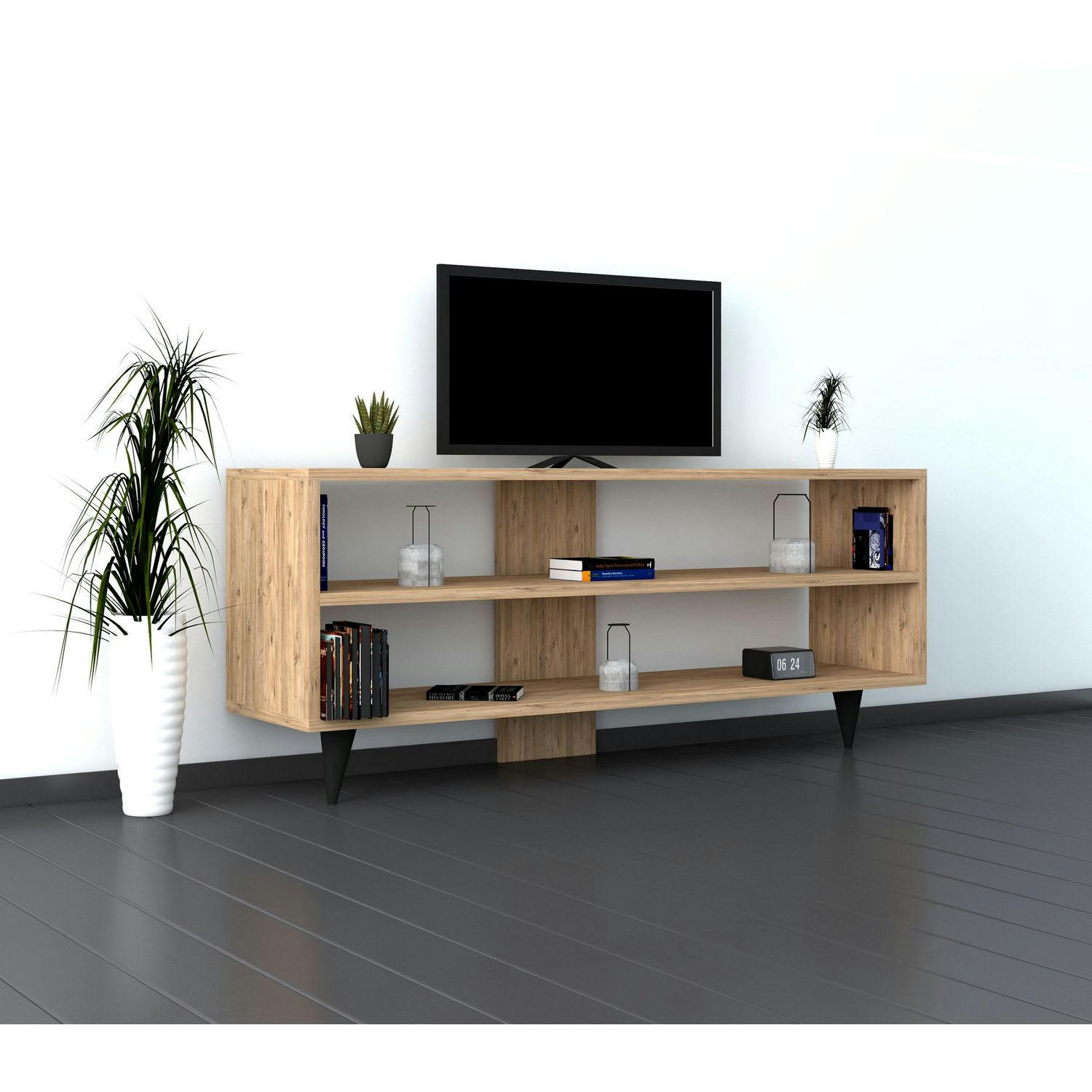 ONE - Meuble TV 120 cm bois naturel