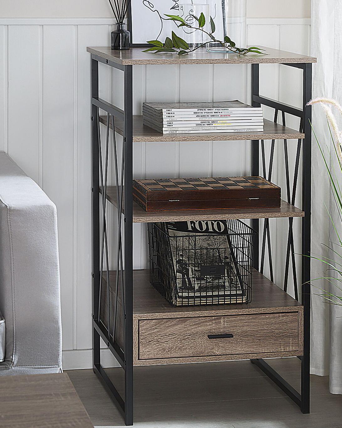 3 Tier Shelving Unit KEENE 101 cm Taupe