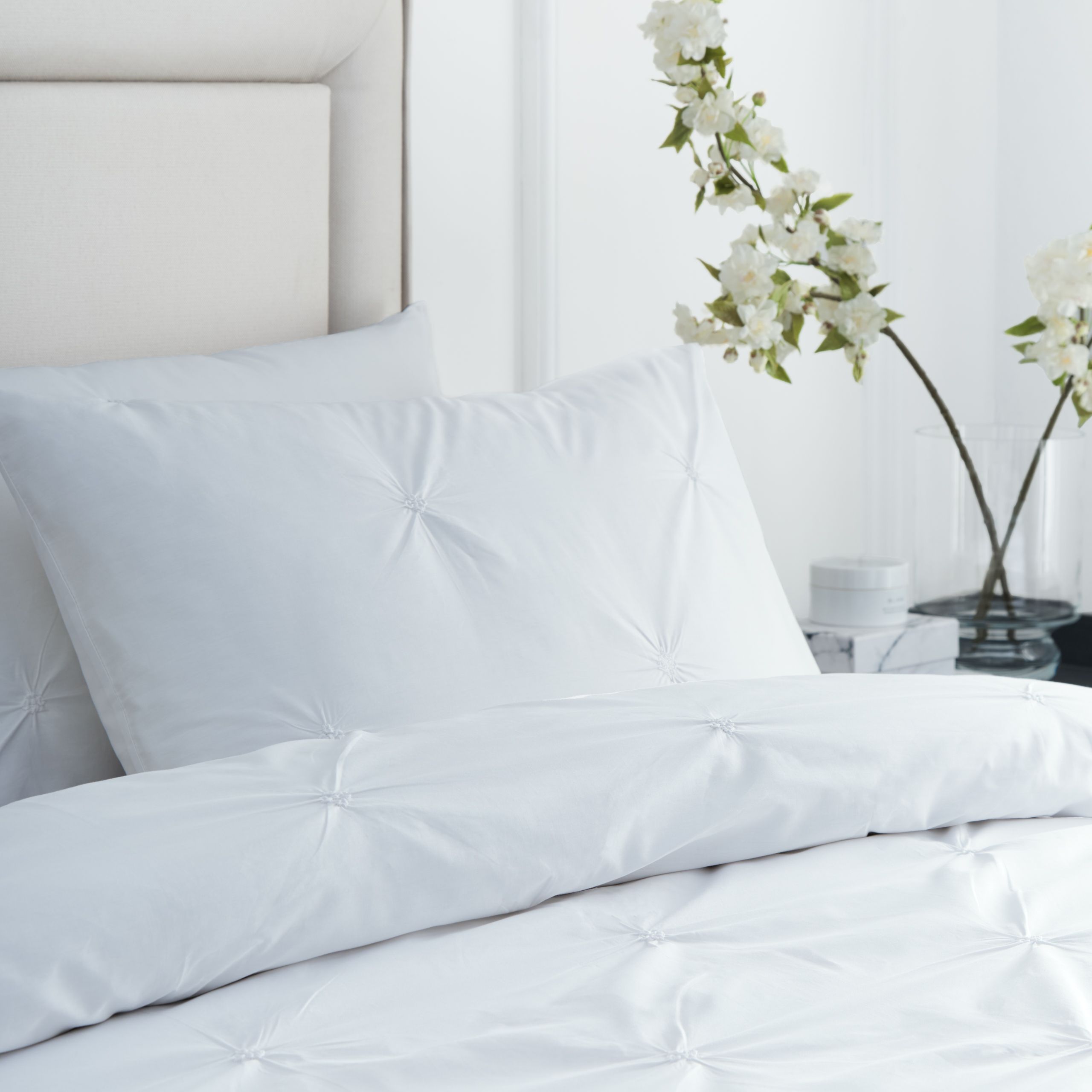 Paoletti Elysia Pinch Pleat 100% Cotton Embroidered Duvet Cover Set