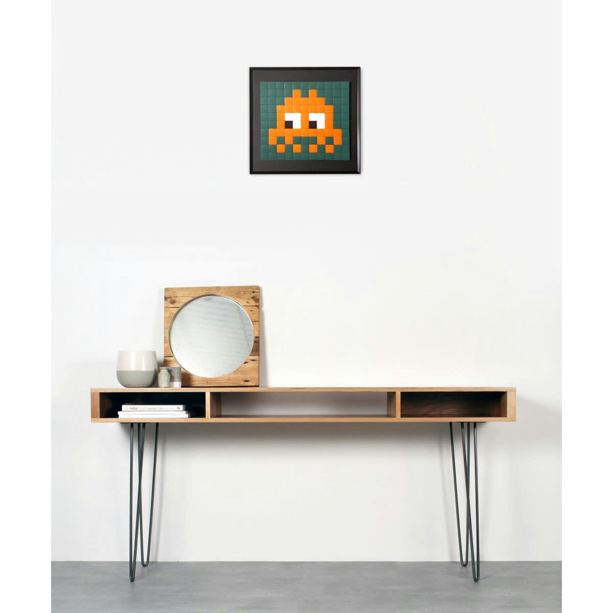 INVADERS - Cadre mosaïque en verre orange 30x30cm