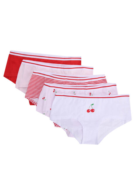 Older Girls 5pk Red Cherry Print Shorts